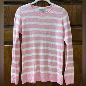 Kinross Soft Pink and Cream Striped Sweater